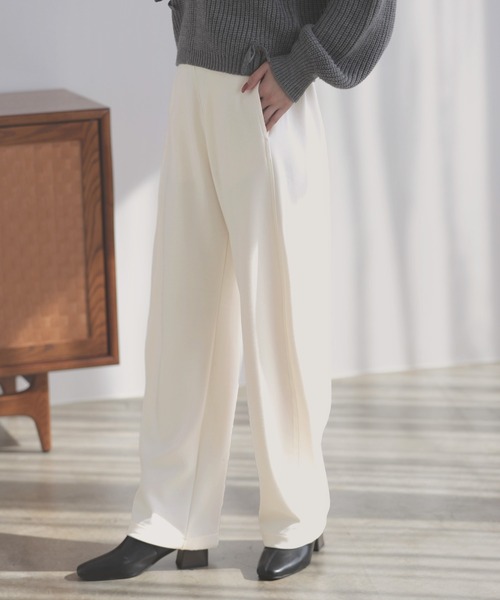 nouvellemoi(ヌーベルモイ)の「ダンボールニットカーブパンツ(その他パンツ・レディース・チャコール/アイボリー/ブラック・M)」の4枚目の写真