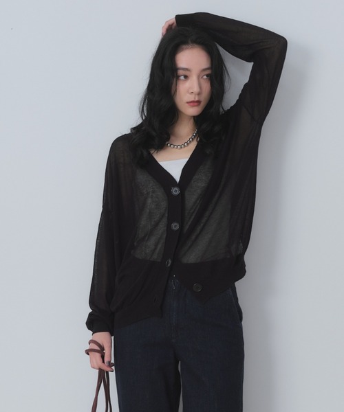 シアーニットカーディガン（カーディガン/ボレロ）｜Shelly island