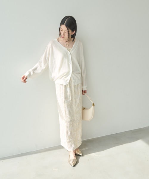 Shelly island(シェリーアイランド)の「シアーニットカーディガン(カーディガン/ボレロ・レディース・オレンジ/ホワイト/ブラック/グレー/ブルー・FREE)」の20枚目の写真