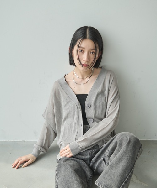 シアーニットカーディガン（カーディガン/ボレロ）｜Shelly island