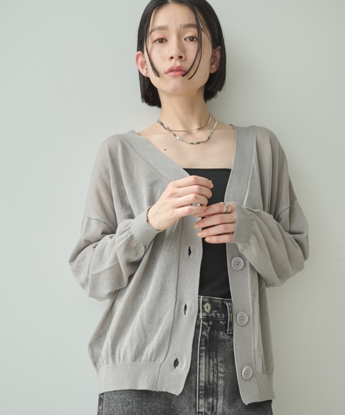 シアーニットカーディガン（カーディガン/ボレロ）｜Shelly island
