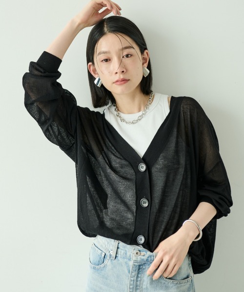 シアーニットカーディガン（カーディガン/ボレロ）｜Shelly island
