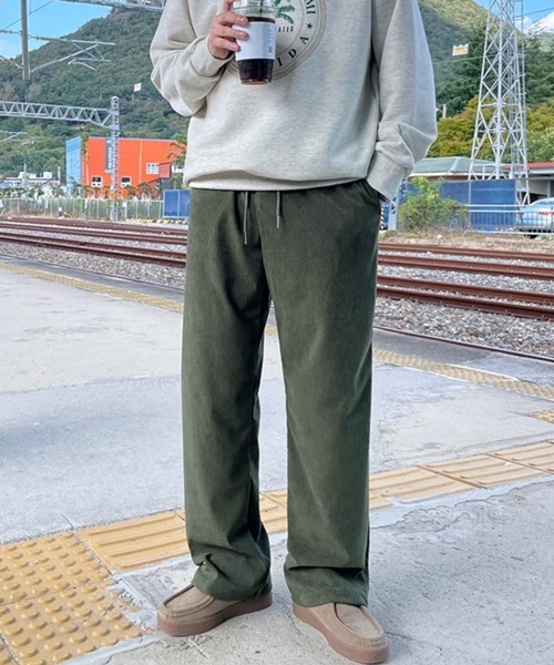 セール】【NOWLE】ワイドシルエット ドレープ コーデュロイ パンツ