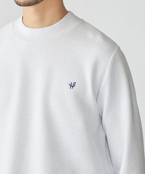 SHIPS(シップス)の「【WEB限定】SHIPS: ワンポイント ロゴ リップル モックネック ロングスリーブ Tシャツ(Tシャツ/カットソー・メンズ・ホワイト/ネイビー/ダークグレー・SMALL/MEDIUM/LARGE/X-LARGE)」の1枚目の写真