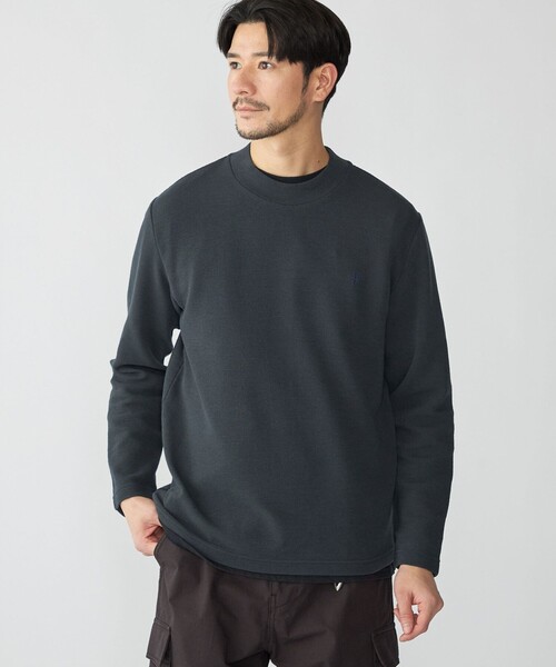 SHIPS(シップス)の「【WEB限定】SHIPS: ワンポイント ロゴ リップル モックネック ロングスリーブ Tシャツ(Tシャツ/カットソー・メンズ・ホワイト/ネイビー/ダークグレー・SMALL/MEDIUM/LARGE/X-LARGE)」の2枚目の写真