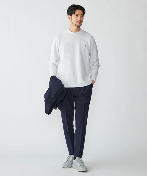 SHIPS(シップス)の「【WEB限定】SHIPS: ワンポイント ロゴ リップル モックネック ロングスリーブ Tシャツ(Tシャツ/カットソー・メンズ・ホワイト/ネイビー/ダークグレー・SMALL/MEDIUM/LARGE/X-LARGE)」の4枚目の写真