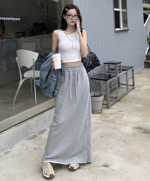 Per sist ence（パーシエンス）の「スリットスウェットスカート（スカート・レディース・ブラック/グレー・FREE）」の20枚目の写真