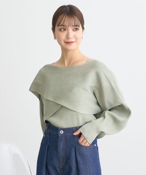 earth music&ecology（アースミュージックアンドエコロジー）の「SET2点クロスニット＋キャミソール（ニット/セーター・レディース・アイボリー/ブラック/ベージュ/ミント・FREE）」の9枚目の写真