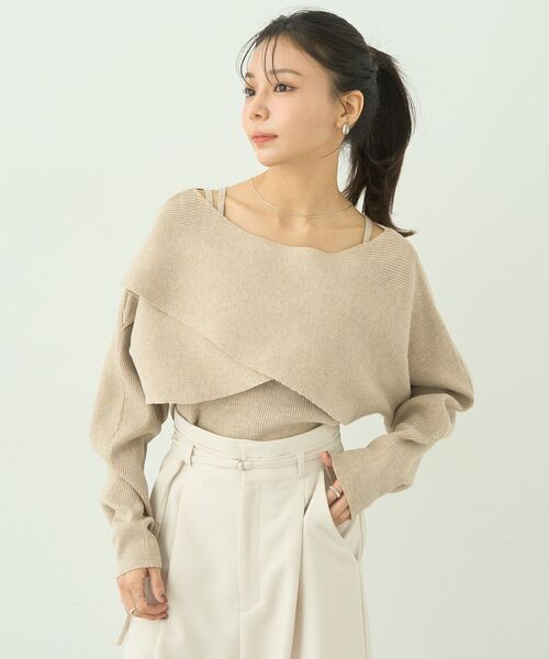 earth music&ecology（アースミュージックアンドエコロジー）の「SET2点クロスニット＋キャミソール（ニット/セーター・レディース・アイボリー/ブラック/ベージュ/ミント・FREE）」の18枚目の写真