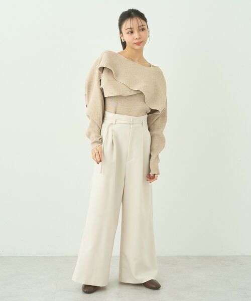 earth music&ecology（アースミュージックアンドエコロジー）の「SET2点クロスニット＋キャミソール（ニット/セーター・レディース・アイボリー/ブラック/ベージュ/ミント・FREE）」の22枚目の写真