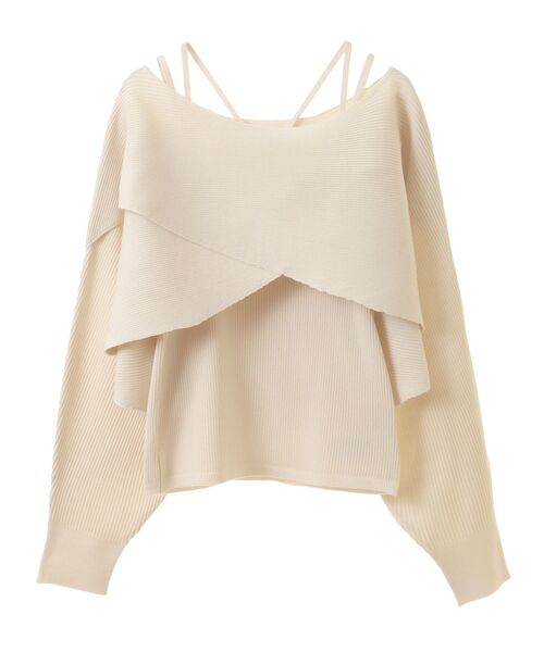 earth music&ecology（アースミュージックアンドエコロジー）の「SET2点クロスニット＋キャミソール（ニット/セーター・レディース・アイボリー/ブラック/ベージュ/ミント・FREE）」の7枚目の写真