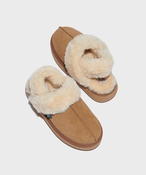 ROCKFISH WEATHERWEAR(ロックフィッシュウェザーウェア)の「CLOUDY FLATFORM FUR SLINGBACK(スリッポン・レディース・ブラック/モカ/ベージュ/ベージュ系/チョコ・23.0cm/24.0cm/25.0cm)」の7枚目の写真