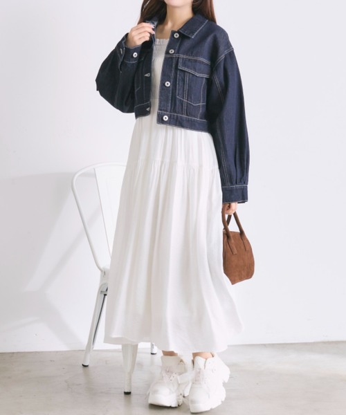 OLIVE des OLIVE（オリーブデオリーブ）の「クロップドGジャン（デニムジャケット・レディース・ブルー/ネイビー・FREE）」の5枚目の写真