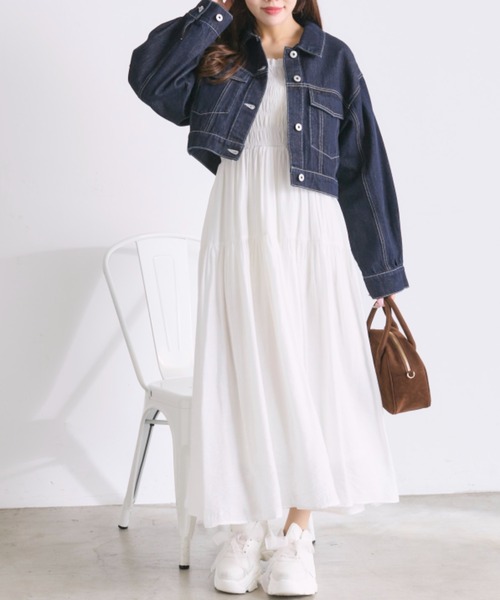 OLIVE des OLIVE（オリーブデオリーブ）の「クロップドGジャン（デニムジャケット・レディース・ブルー/ネイビー・FREE）」の6枚目の写真