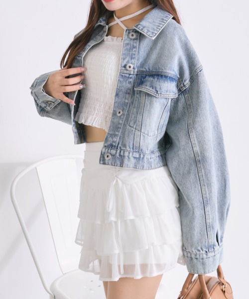 OLIVE des OLIVE（オリーブデオリーブ）の「クロップドGジャン（デニムジャケット・レディース・ブルー/ネイビー・FREE）」の7枚目の写真