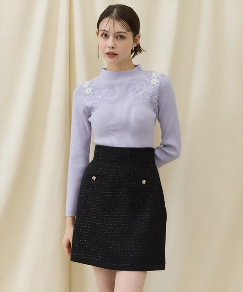 SWINGLE（スウィングル）の「ラメツイードバイカラーミニスカート（スカート・レディース・ベージュ/ピンク/ブラック・MEDIUM/SMALL）」の15枚目の写真