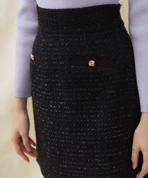 SWINGLE（スウィングル）の「ラメツイードバイカラーミニスカート（スカート・レディース・ベージュ/ピンク/ブラック・MEDIUM/SMALL）」の16枚目の写真