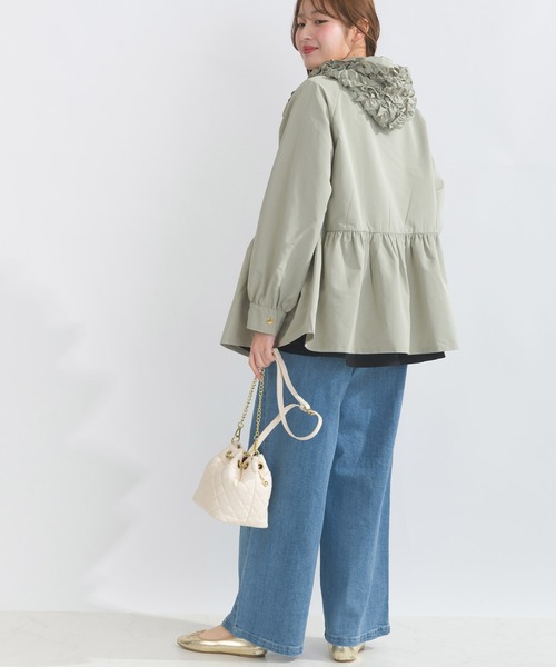 PICCIN（ピッチン）の「フリル付きフードマウンテンパーカー（マウンテンパーカー・レディース・ライトグリーン/アイボリー/ブラック・M）」の9枚目の写真