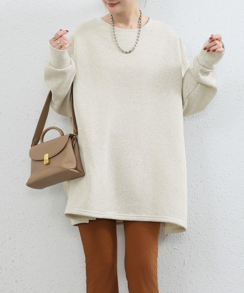 Miniministore（ミニミニストア）の「ビッグシルエットスウェット裏起毛トップス（スウェット・レディース・グレイッシュベージュ/ブルー/ブラック/グレー・FREE）」の9枚目の写真
