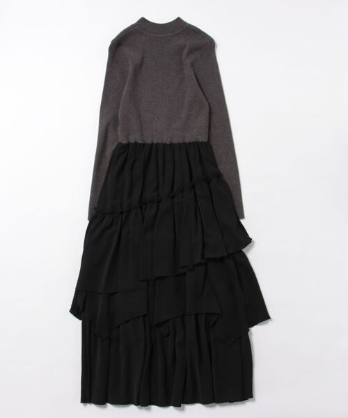 FACE CAMPANA（ファーチェカンパーナ）の「Face Campana/ファーチェカンパナ【ハイネックニットドッキングワンピース】（ワンピース・レディース・ベージュ/ブラック・M）」の3枚目の写真