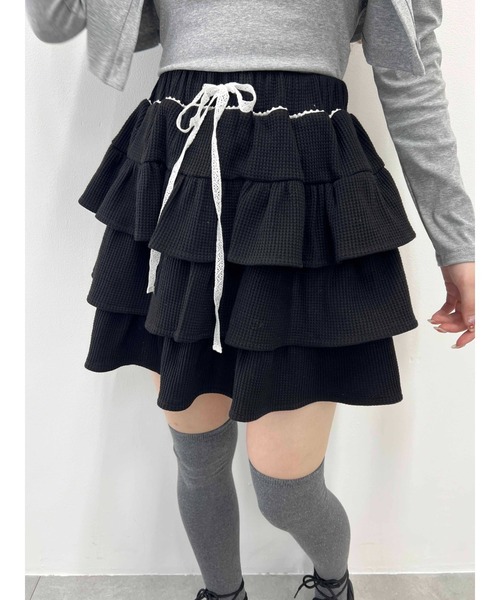 PHILLY(フィリー)の「【2025春夏新作★】ワッフルティアードミニスカート(スカート・レディース・グレー/アイボリー/ブラック・FREE)」の5枚目の写真