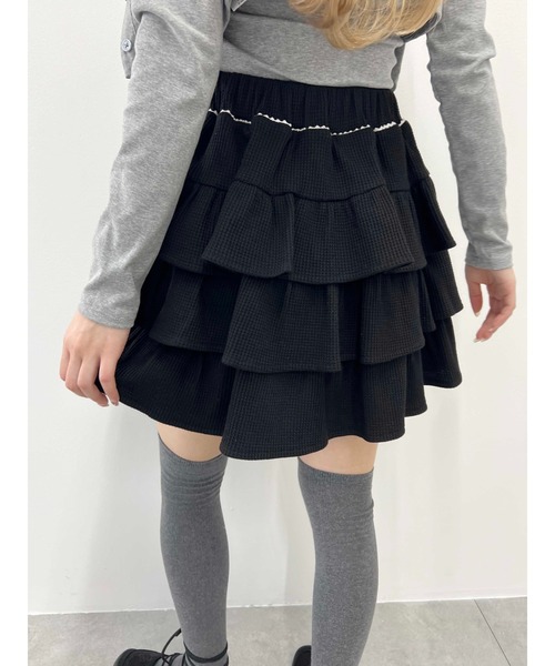 PHILLY(フィリー)の「【2025春夏新作★】ワッフルティアードミニスカート(スカート・レディース・グレー/アイボリー/ブラック・FREE)」の4枚目の写真