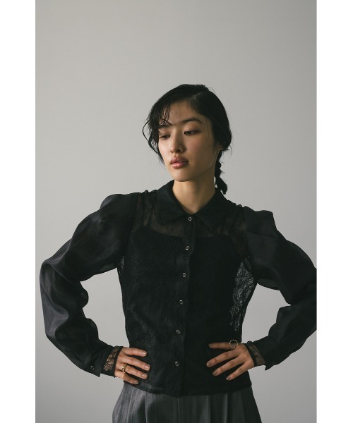 STYLEMIXER（スタイルミキサー）の「レースレイヤーシャツ（シャツ/ブラウス・レディース・ブラック/アイボリー・FREE）」の13枚目の写真