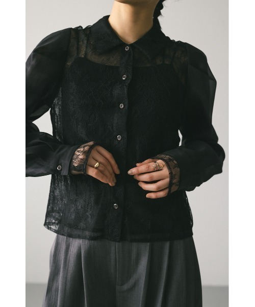 STYLEMIXER（スタイルミキサー）の「レースレイヤーシャツ（シャツ/ブラウス・レディース・ブラック/アイボリー・FREE）」の14枚目の写真