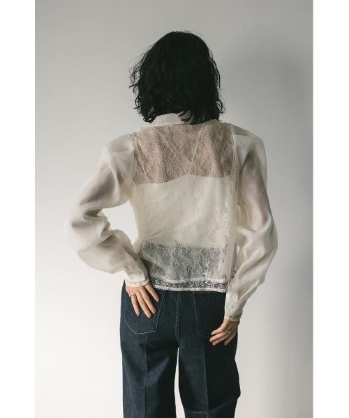STYLEMIXER（スタイルミキサー）の「レースレイヤーシャツ（シャツ/ブラウス・レディース・ブラック/アイボリー・FREE）」の6枚目の写真