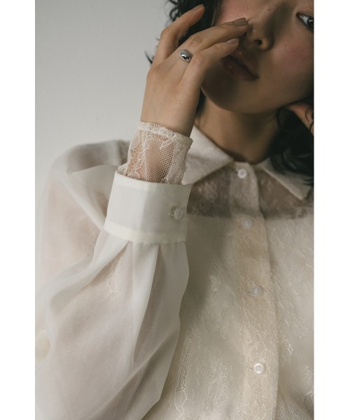 STYLEMIXER（スタイルミキサー）の「レースレイヤーシャツ（シャツ/ブラウス・レディース・ブラック/アイボリー・FREE）」の7枚目の写真