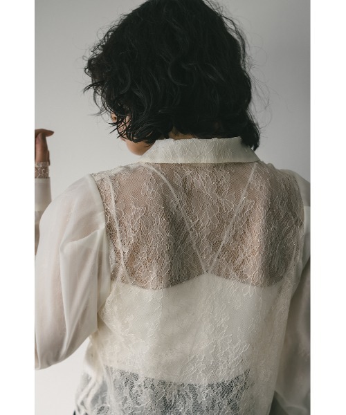 STYLEMIXER（スタイルミキサー）の「レースレイヤーシャツ（シャツ/ブラウス・レディース・ブラック/アイボリー・FREE）」の8枚目の写真