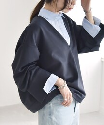 quaranciel:〈洗濯機可能〉ダンボール コクーン Vネック プルオーバー