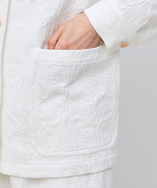 BACCA（バッカ）の「コットンリネンジャガード サファリジャケット（ダウンジャケット/コート・レディース・ダークグリーン/ホワイト・36）」の8枚目の写真