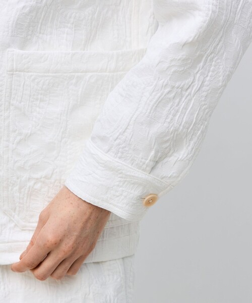 BACCA（バッカ）の「コットンリネンジャガード サファリジャケット（ダウンジャケット/コート・レディース・ダークグリーン/ホワイト・36）」の7枚目の写真