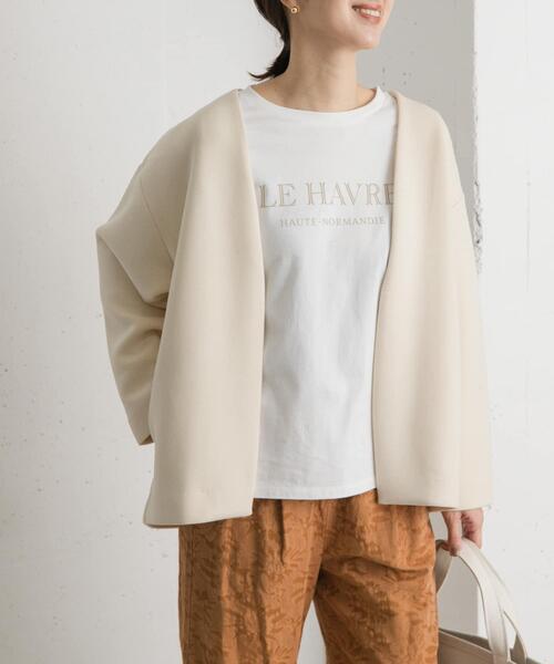 URBAN RESEARCH DOORS（アーバンリサーチドアーズ）の「ダンボールニットノーカラージャケット（ノーカラージャケット・レディース・アイボリー/ベージュ系その他・MEDIUM）」の5枚目の写真