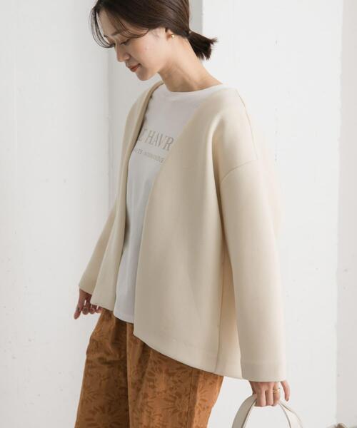 URBAN RESEARCH DOORS（アーバンリサーチドアーズ）の「ダンボールニットノーカラージャケット（ノーカラージャケット・レディース・アイボリー/ベージュ系その他・MEDIUM）」の6枚目の写真