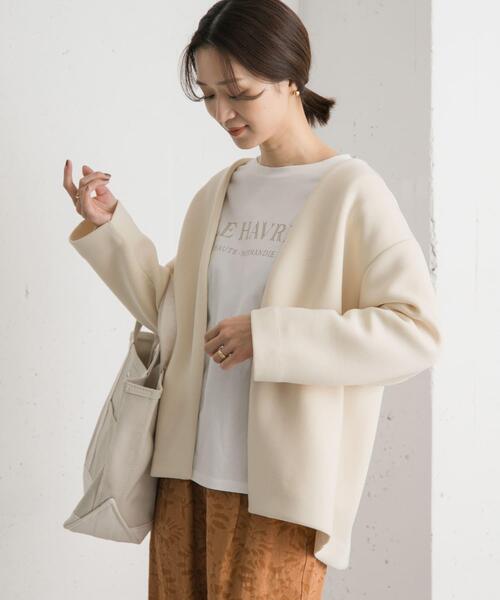 URBAN RESEARCH DOORS（アーバンリサーチドアーズ）の「ダンボールニットノーカラージャケット（ノーカラージャケット・レディース・アイボリー/ベージュ系その他・MEDIUM）」の7枚目の写真