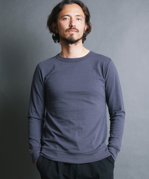 Magine(マージン)の「VINTAGE RAFFY KNITSAW CTN C/N L/S:ヴィンテージ ラフィーコットン ニットソー クルーネック ロングスリーブ(Tシャツ/カットソー・メンズ・ネイビー/チャコールグレー/ホワイト/グレー/ブラック・48/46/44)」の3枚目の写真