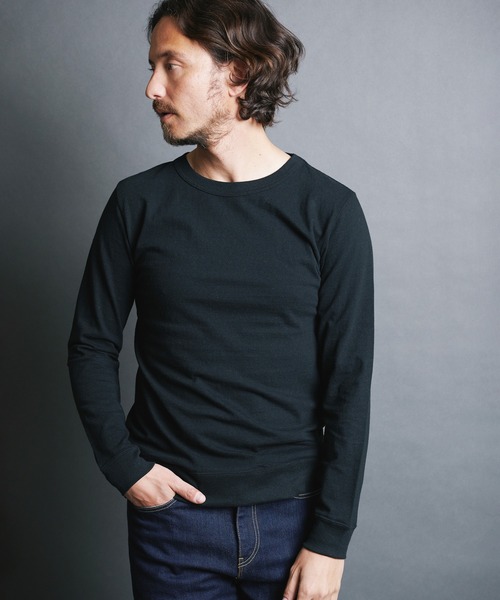 Magine(マージン)の「VINTAGE RAFFY KNITSAW CTN C/N L/S:ヴィンテージ ラフィーコットン ニットソー クルーネック ロングスリーブ(Tシャツ/カットソー・メンズ・ネイビー/チャコールグレー/ホワイト/グレー/ブラック・48/46/44)」の1枚目の写真