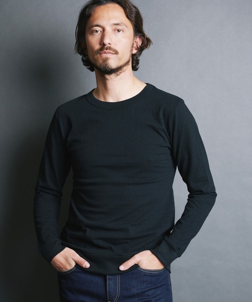 Magine(マージン)の「VINTAGE RAFFY KNITSAW CTN C/N L/S:ヴィンテージ ラフィーコットン ニットソー クルーネック ロングスリーブ(Tシャツ/カットソー・メンズ・ネイビー/チャコールグレー/ホワイト/グレー/ブラック・48/46/44)」の10枚目の写真