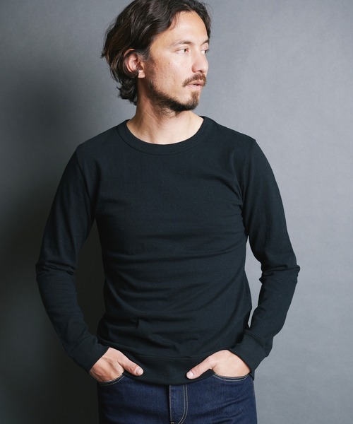 Magine(マージン)の「VINTAGE RAFFY KNITSAW CTN C/N L/S:ヴィンテージ ラフィーコットン ニットソー クルーネック ロングスリーブ(Tシャツ/カットソー・メンズ・ネイビー/チャコールグレー/ホワイト/グレー/ブラック・48/46/44)」の11枚目の写真