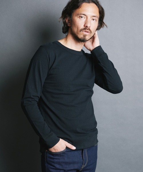 Magine(マージン)の「VINTAGE RAFFY KNITSAW CTN C/N L/S:ヴィンテージ ラフィーコットン ニットソー クルーネック ロングスリーブ(Tシャツ/カットソー・メンズ・ネイビー/チャコールグレー/ホワイト/グレー/ブラック・48/46/44)」の13枚目の写真