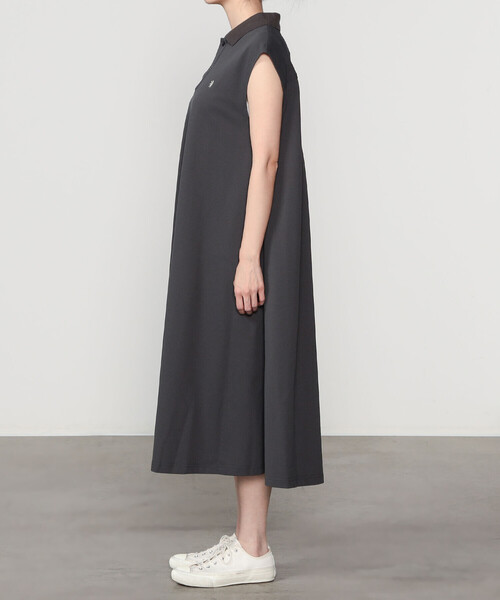 GYMPHLEX（ジムフレックス）の「Gymphlex | ポリエステル鹿の子 ポロ衿スリーブレスワンピース WOMEN（ワンピース・レディース・ダークネイビー/チャコール・14）」の13枚目の写真