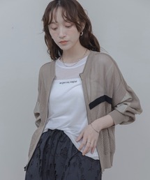 Eimee Law | 布帛MIXメッシュニットブルゾン(ニット/セーター)