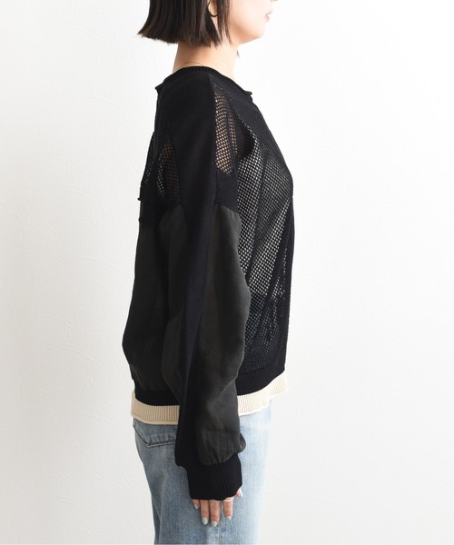Eimee Law（エイミーロウ）の「布帛MIXメッシュニットブルゾン（ニット