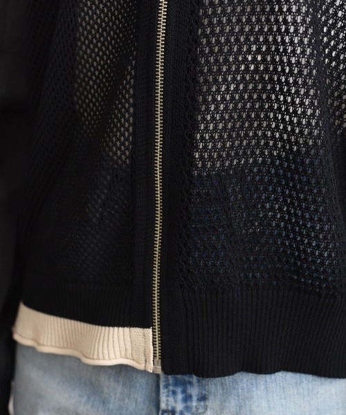 Eimee Law（エイミーロウ）の「布帛MIXメッシュニットブルゾン（ニット/セーター・レディース・ブラック/モカ/アイボリー/ホワイト系/カーキ系/ブラック系・FREE）」の20枚目の写真