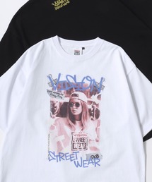 VISION STREET WEAR/ヴィジョンストリートウェア オーバーサイズ フロント/バックプリント ロゴ ワンポイント刺繍 半袖Tシャツ/レディース メンズ