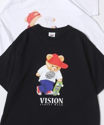 VISION STREET WEAR | VISION STREET WEAR/ヴィジョンストリートウェア オーバーサイズ フロント/バックプリント ロゴ ワンポイント刺繍 半袖Tシャツ/レディース メンズ(Tシャツ/カットソー)