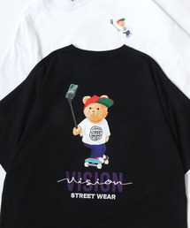 VISION STREET WEAR/ヴィジョンストリートウェア オーバーサイズ フロント/バックプリント ロゴ ワンポイント刺繍 半袖Tシャツ/レディース メンズ