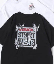 VISION STREET WEAR/ヴィジョンストリートウェア オーバーサイズ フロント/バックプリント ロゴ ワンポイント刺繍 半袖Tシャツ/レディース メンズ